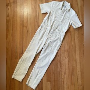 Everlane super soft jean coverall in cream ecru size 4 jumpsuit organic cotton